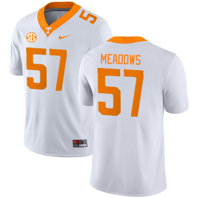 Men #57 Connor Meadows Tennessee Volunteers College Football Jerseys Stitched Sale-White